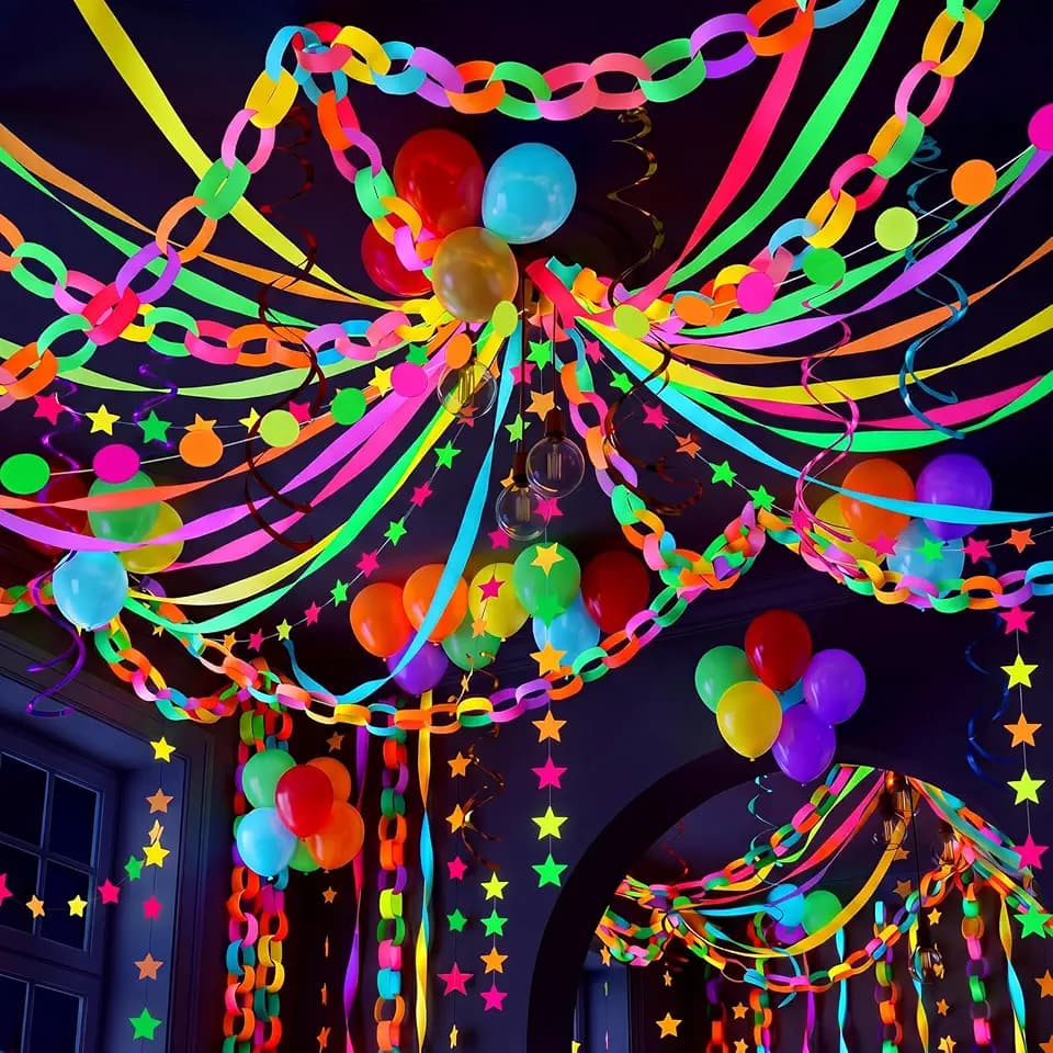 Taobary Neon Party Decorations 600 Sheet Paper Chain for Birthday