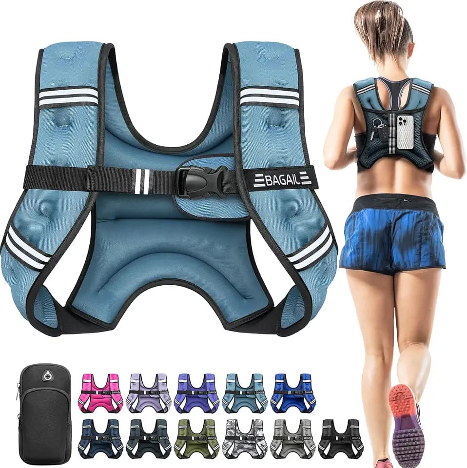 BAGAIL Comfort-Fit Weighted Vest for Woman, Even Weight Distribution, Faster Weight Loss, No-Chafe or Bounce for Walking & Running with Detachable Phone Pouch & Reflective Stripes (Available 5-30lbs)