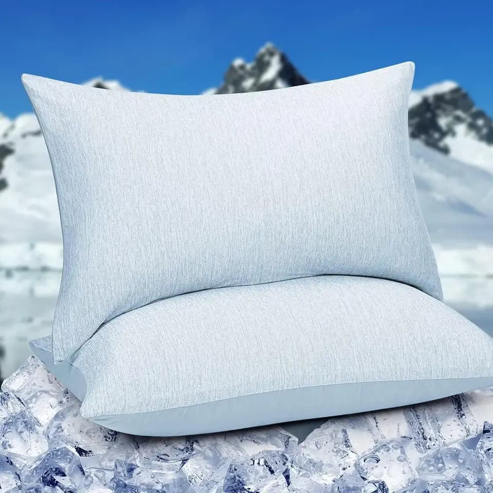 HOMFINE Cooling Pillowcases for Hot Sleepers Queen Set of 2, Light Blue
