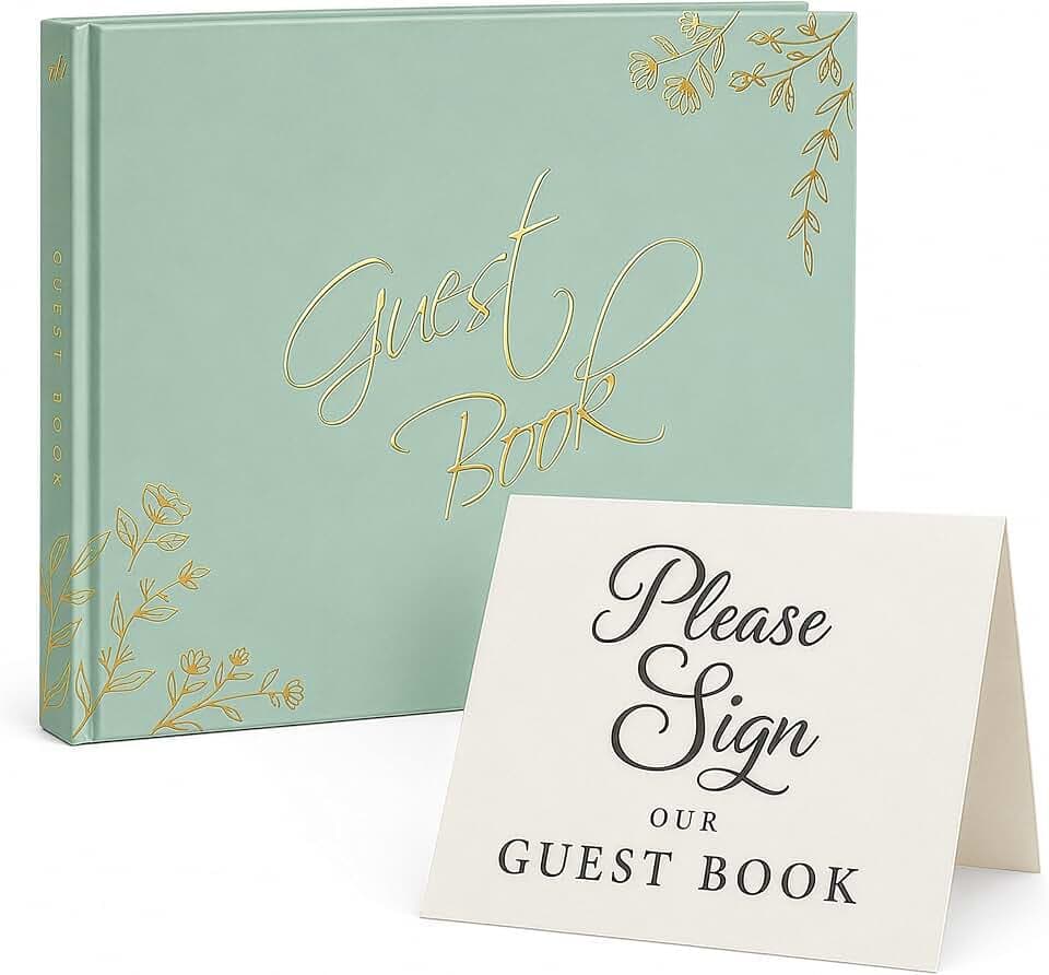 Wedding Guest Book, 100 Pages - Half Lined, Gold Foil Hardcover