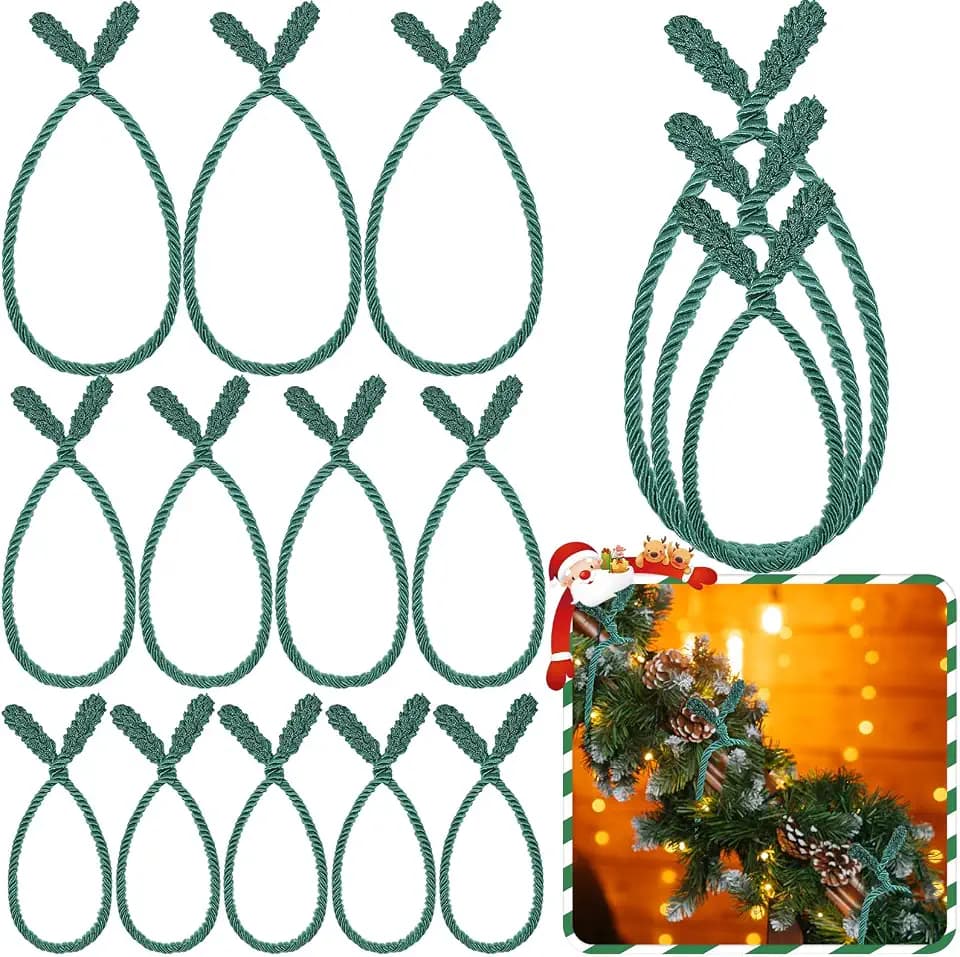 Zhengmy 12 Pcs Christmas Garland Ties Extra Long 30'' 25'' 20'' Green Decorative Twist Tie for Banister Reusable Flexible Twist Tie for Garland Stairway Railing Home Xmas Holiday Decor