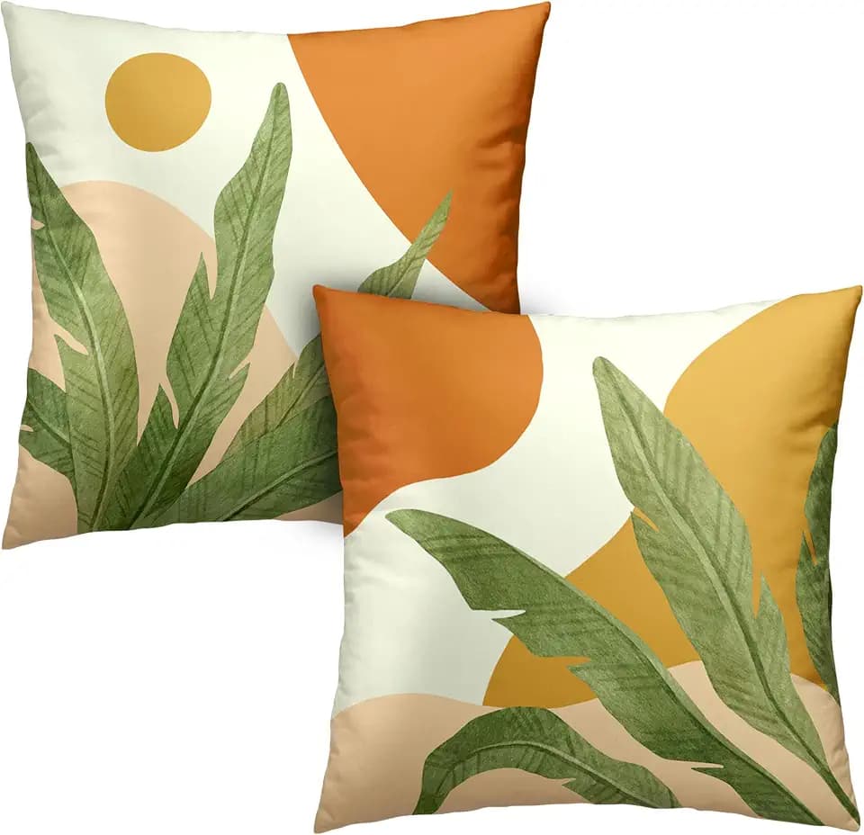 Abstract Boho Pillow Covers 18X18 Tropical Leaves Throw Pillow Covers Set of 2 Modern Palm Tree Decorative Pillow Case for Living Room Couch Patio Home Decor