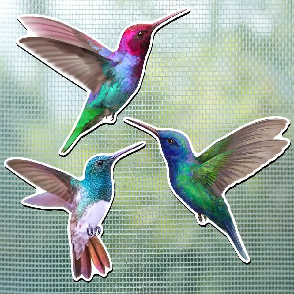 Konohan 3 Pairs Hummingbird Screen Door Magnets Double Sided, Bright