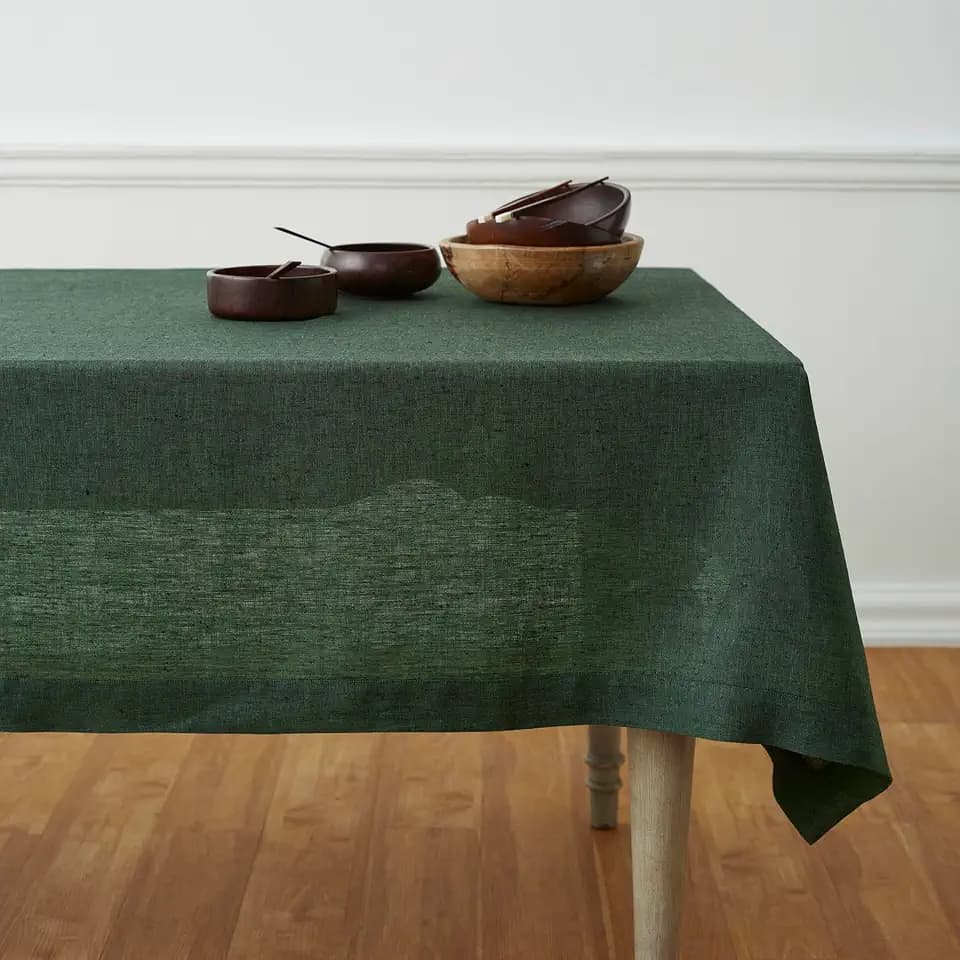 Solino Home 100% Linen Tablecloth Green Rectangular, Athena 60 x 120 in