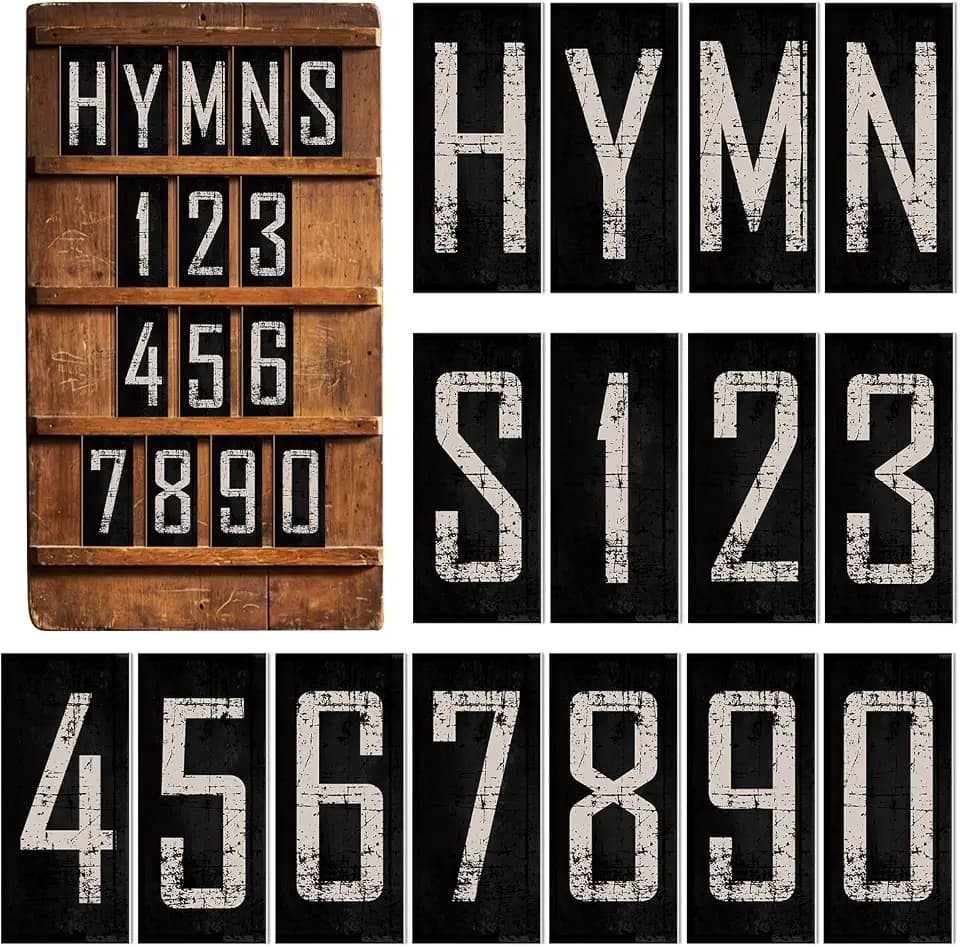 Motiskyy 55 Pack Vintage Hymn Board Numerals Church Supplies 8 x 3.5 Inch