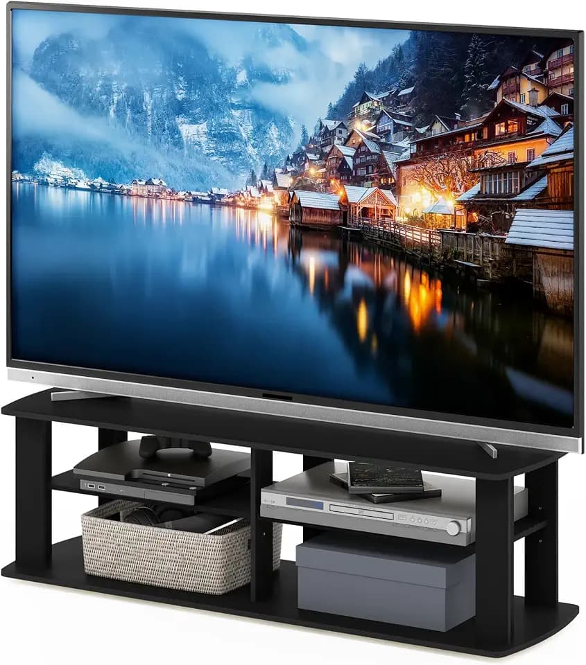 Furinno Nelly TV-Ständer für TVs bis 50 Zoll, Schwarz