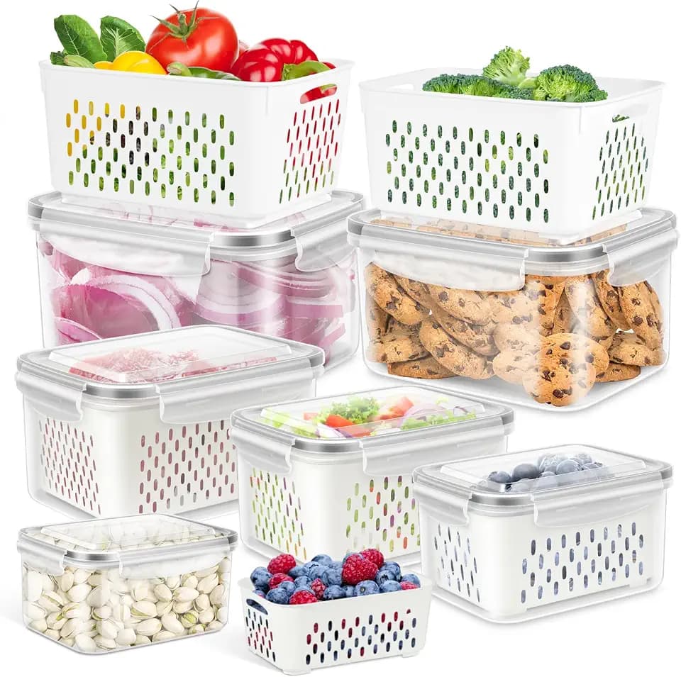 6 Pack Fruit Storage Containers for Fridge Produce Saver Veggie Container