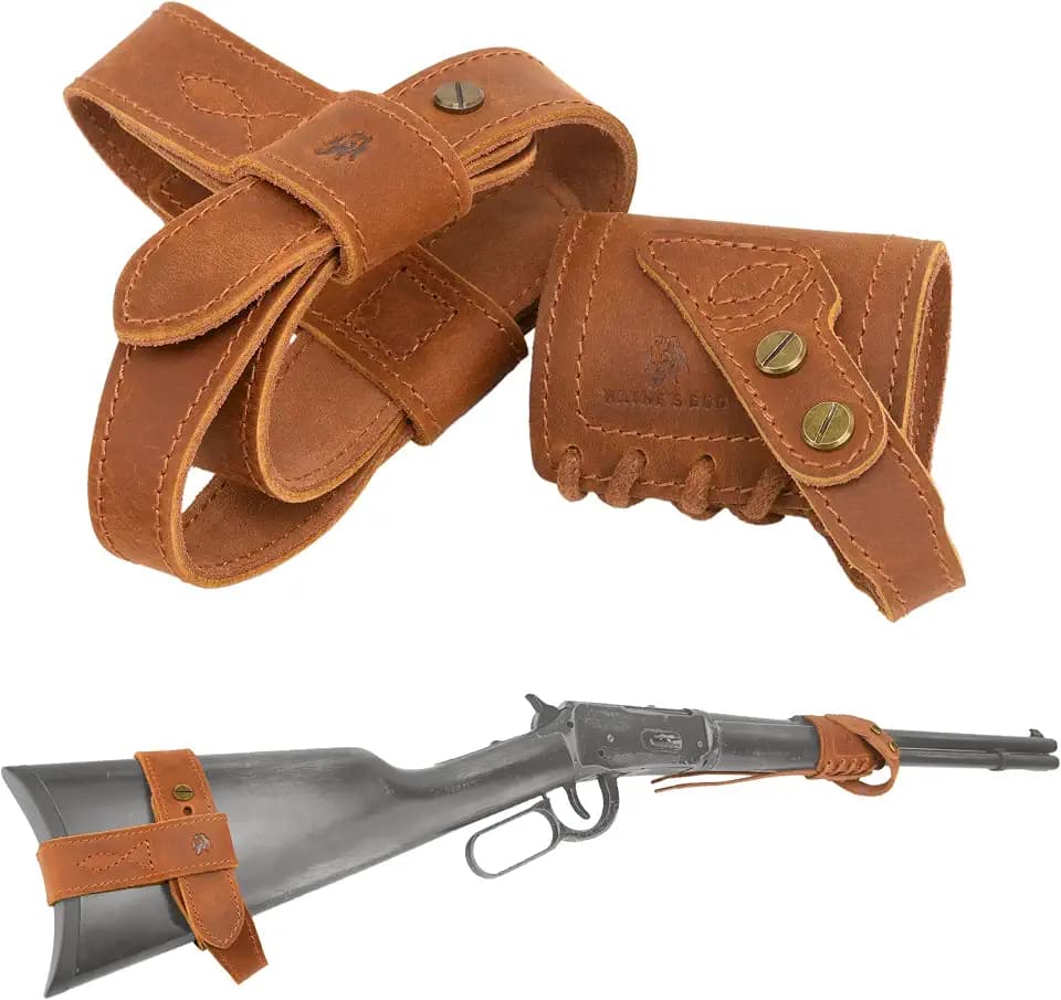 WAYNE'S DOG No Drill Stock Harness with Leather Sling Barrel Mount for Lever Action Rifles, No Swivel Stud Need