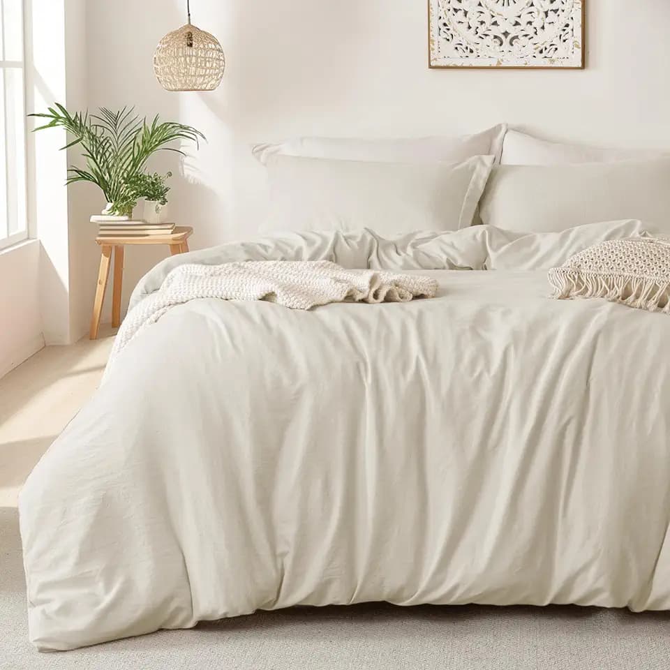 MILDLY Duvet Cover 108"x98" Ultra Soft Comforter Cover Set 3pcs, Beige