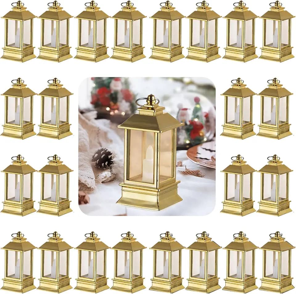 24 Pack Gold Mini Lanterns Decorative Indoor, for Wedding Decor