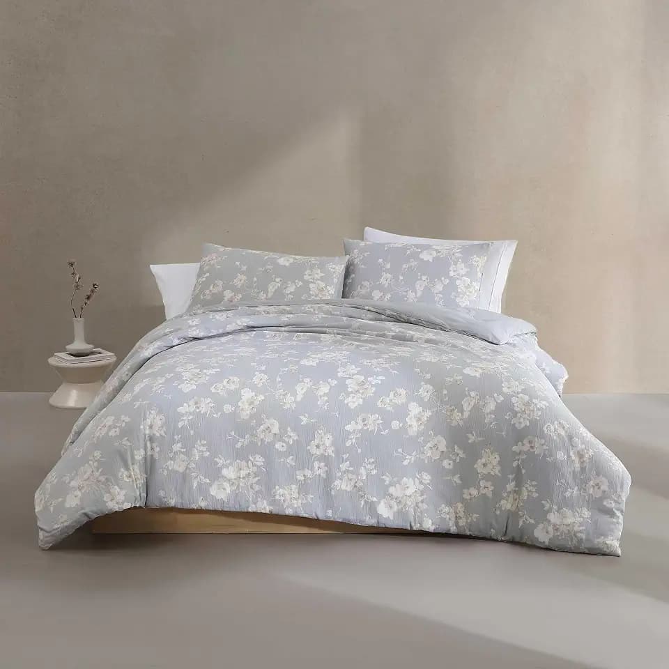 Calvin Klein - King Duvet Cover Set, Super Soft Cotton Bedding with Matching Shams, Floral Home Decor, Oeko-Tex Certified (Eternity Floral Grey, King)