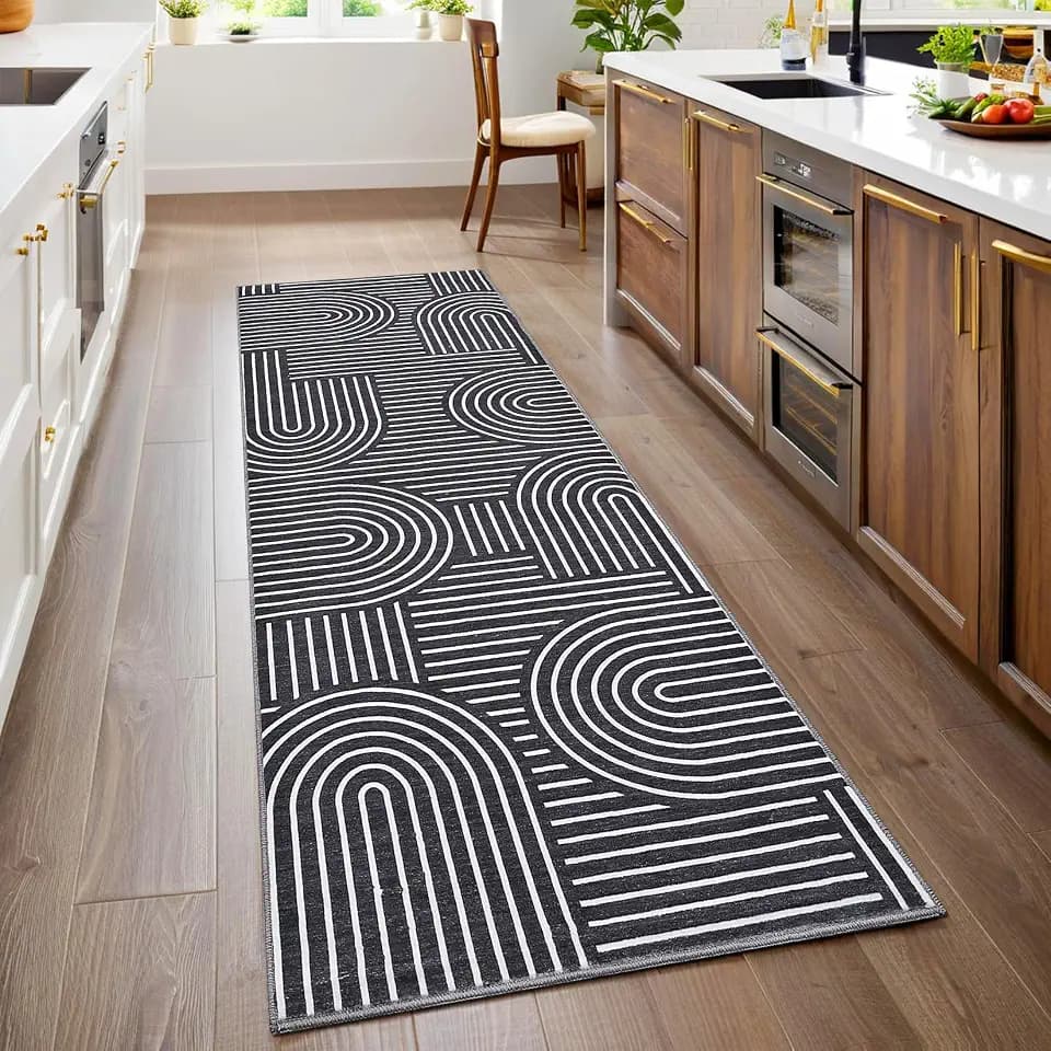 ROYHOME Modern 2.5x8 Hallway Runner Rug Non Slip Soft Kitchen Rug, Black