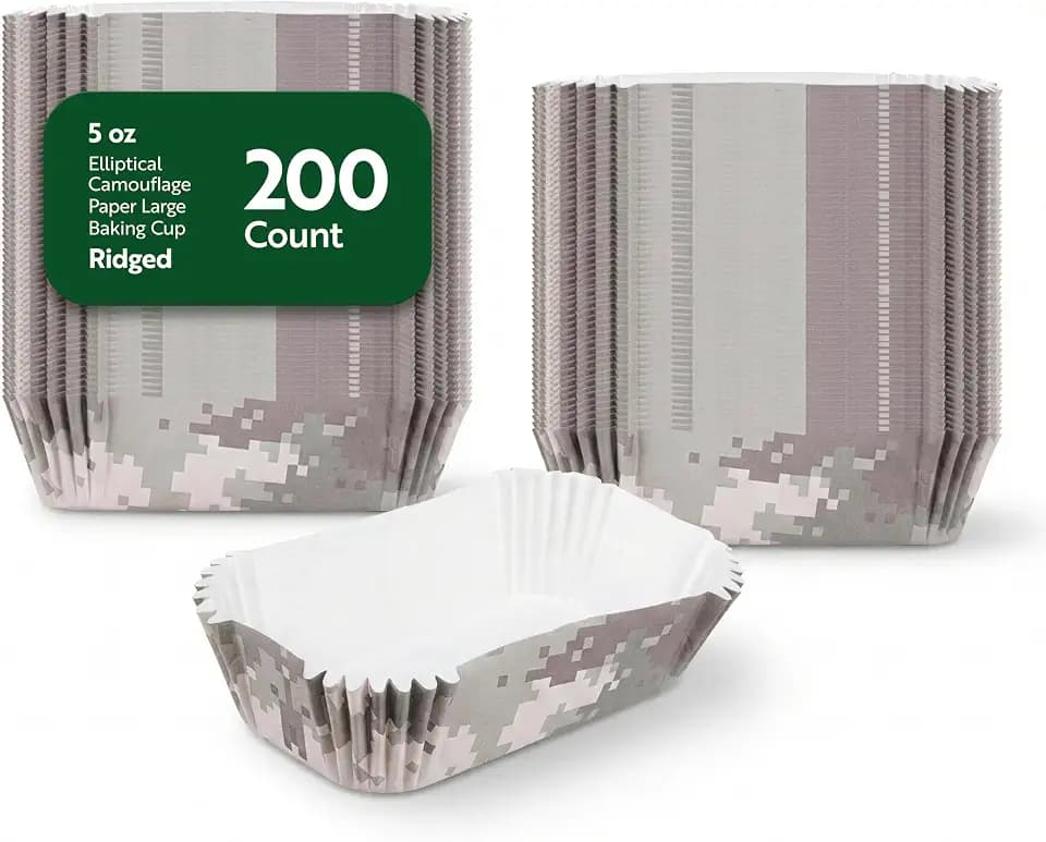 Restaurantware Cupcake Liners 200 Pack of 4.5 oz Paper Baking Cup Grease-Resistant Elliptical Muffin Wrapper Ridged Freezer-Safe Paper Disposable Oven-Safe for Birthday Parties, Events