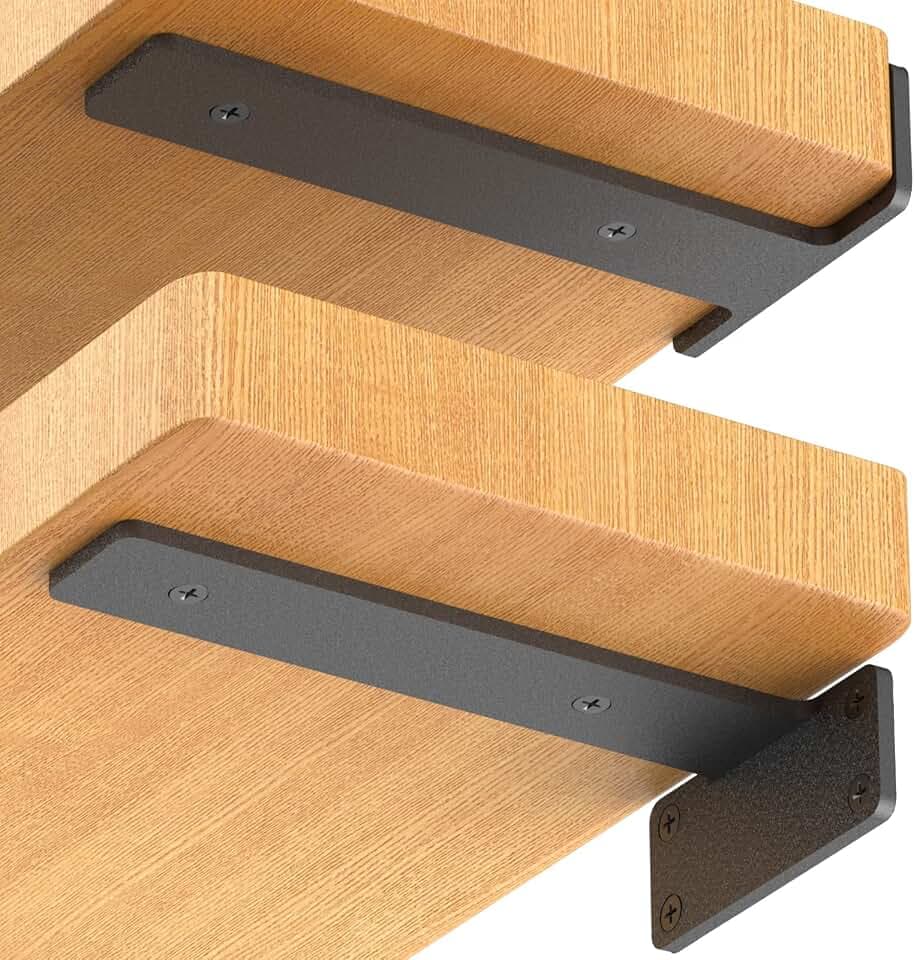 Starunder 6 Inch Floating Shelf Brackets,4 Pack L‑Shape Shelf Supports