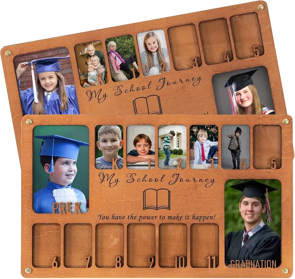 Ethlomoer School Picture Frame Pre-k to 12,School Years Picture Frame Prek-12 for Graduation Gifts&Party Decor,Wooden Photo Frame Pre-k-12&Collage Frame,Graduation Picture Frames,14 Photos