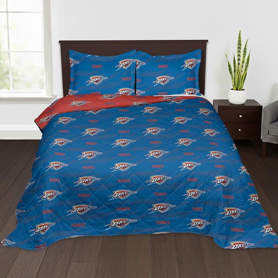 Northwest NBA Quilted Throw Blanket with 2 Shams, Soft Cozy Bedding, All Seasons, 90 x 90 inches