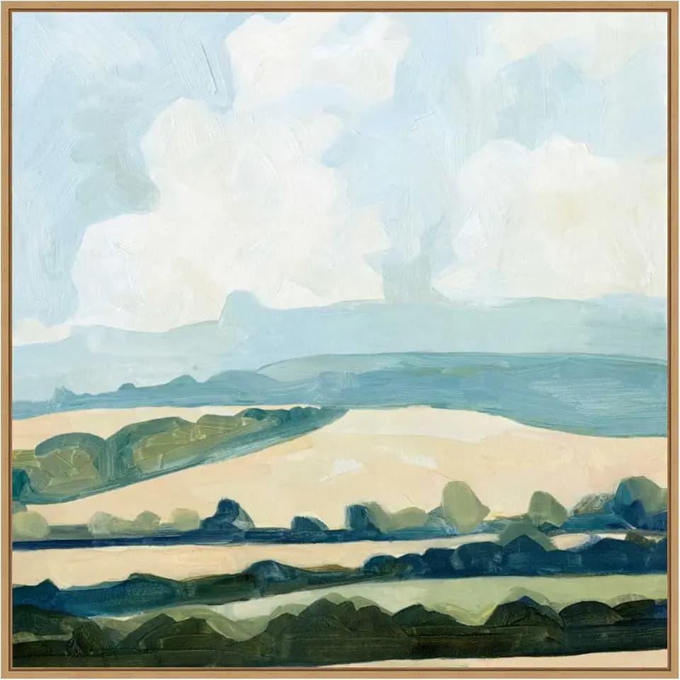Amanti Art Framed Canvas Wall Art 30x30 Fieldscape II by Emma Caroline, Framed Wall Art Canvas, Landscapes Artwork, Modern Contemporary Decor, Large Poster Painting for Living Room, Bedroom, Bathroom