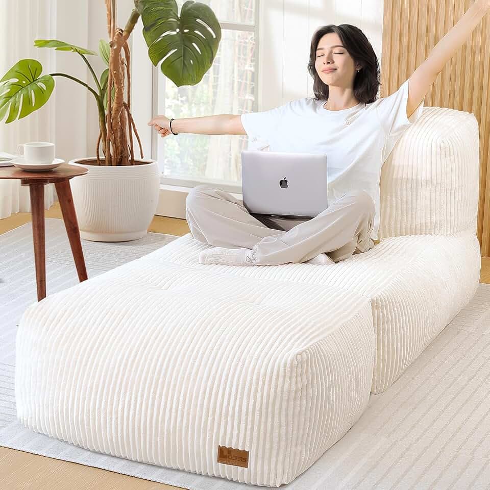 Large Bean Bag Chairs for Adults, Big Floor Lounger Sofa, Comfy Cloud Couch