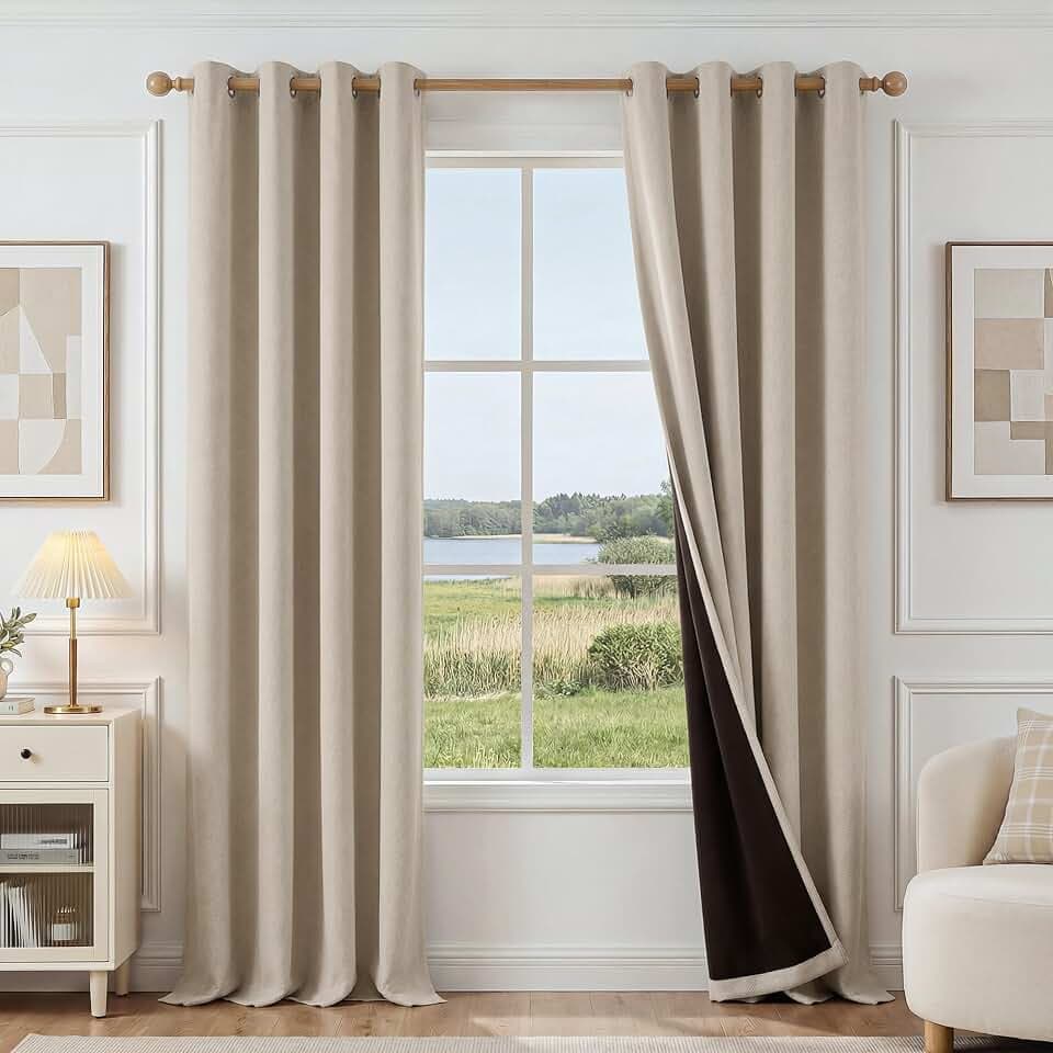 FMFUNCTEX 100% Blackout Black Curtains 84 Inches for Bedroom, 2 Panels
