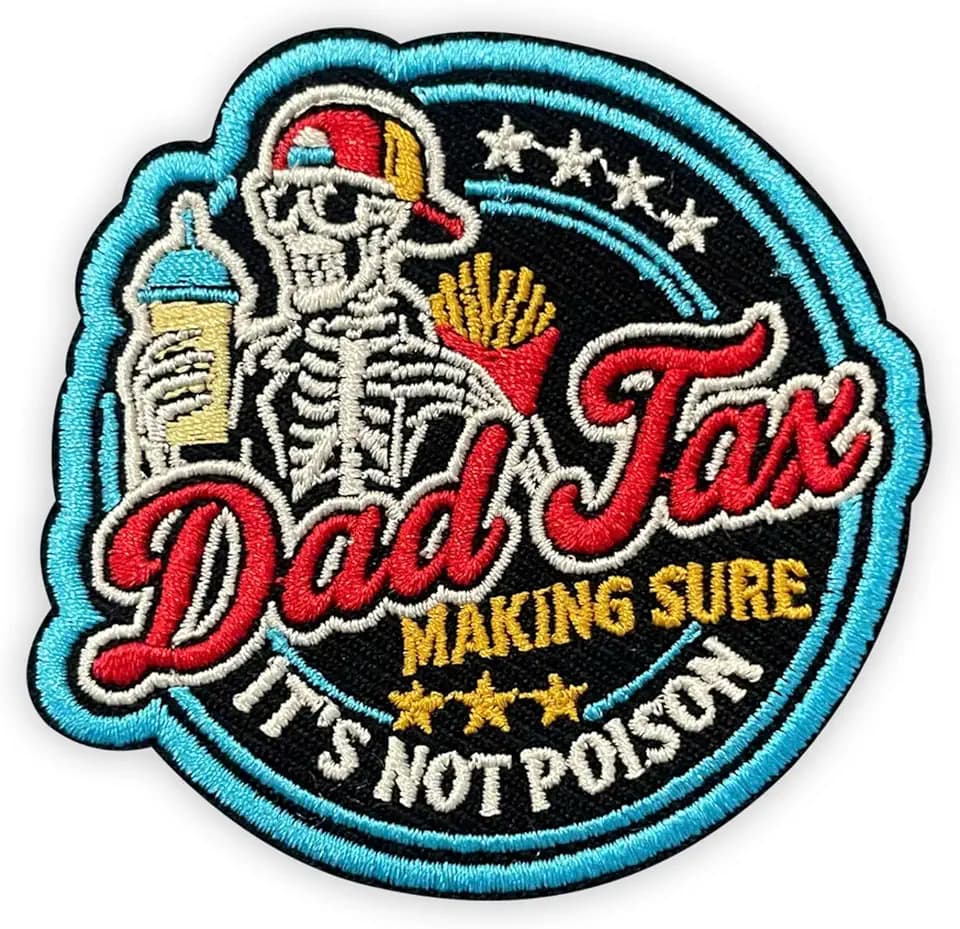 Dad Tax Making Sure It's Not Poison Hook and Loop Embroidery Patches for Backpacks Hats Vest Dog Harness Bags, Size 3" Tactical Applique Patch for Clothes, Embroidery Patches for Dad Man