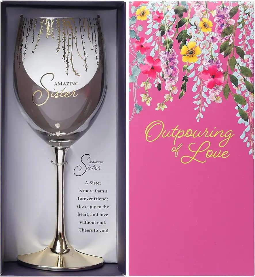 Pavilion Gift Company - Amazing Sister - 19 oz Stemmed Wine Glass Stepsister Sister-In-Law Present From Sibling Brother