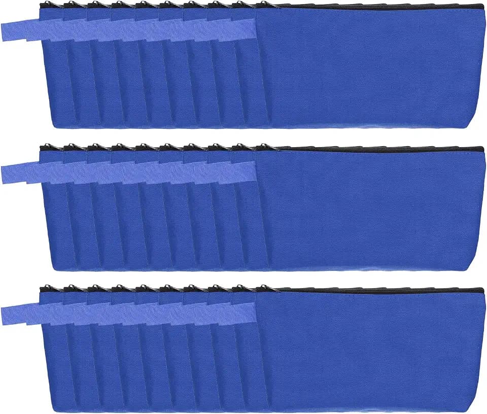 uxcell Canvas Makeup Bags, 30 Pcs Travel Cosmetic Bags Bulk, Multipurpose Plain Toiletry Zipper Pouches Blank DIY Craft Bags Pencil Bag for Women Teens, Dark Blue