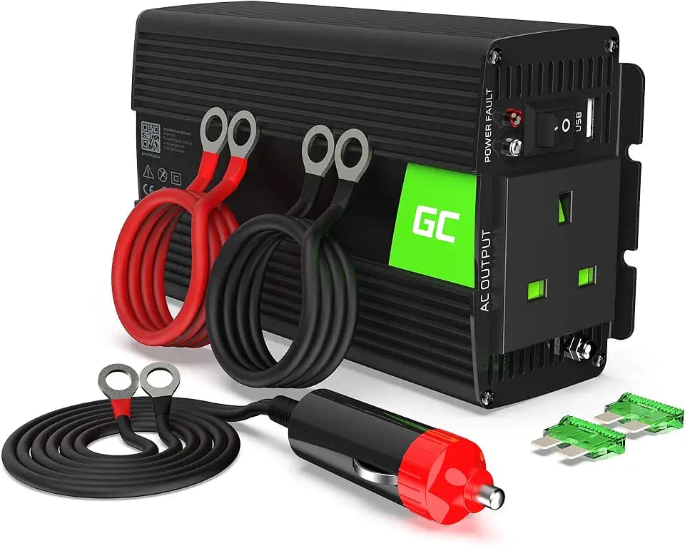 Green Cell® 300W/600W Modified Sine Wave Power Inverter 24V to 230V Car Lorry Voltage Converter incl. Plug for Cigarette Lighter, USB Charging Port and Direct Connection to Battery, UK Outlet Socket…