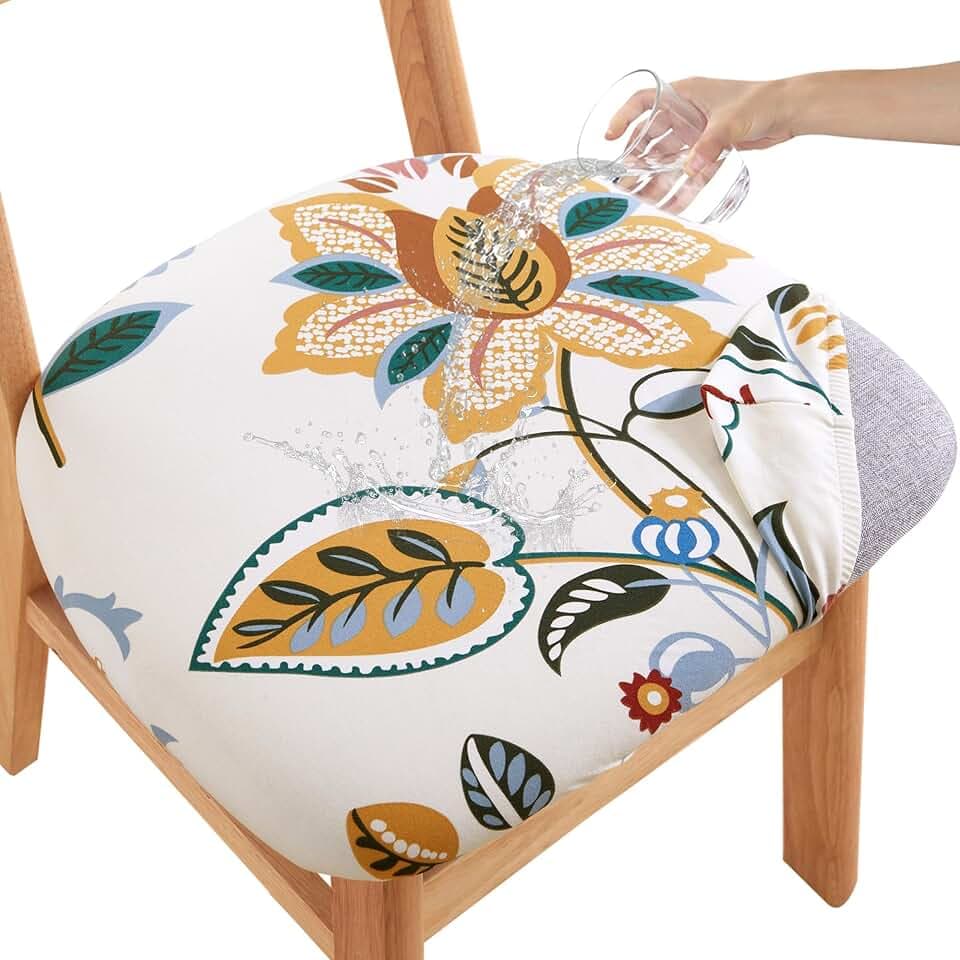 CRFATOP Waterproof Dining Chair Seat Covers Set of 4 Cushion Covers,L,03