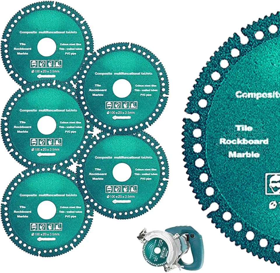 5pack 4 Inch Indestructible Disc for Grinder, Cutting Discs for Angle Grinder, for Metal Smooth Cutting, Ceramic Tile Chamfering Grinding and Multifunctional Cutting Saw Blade for Various Materials