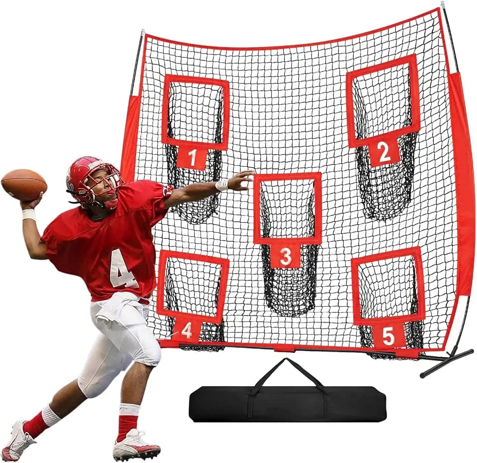 7×7ft Football Throwing Net with 5 Targets Pockets