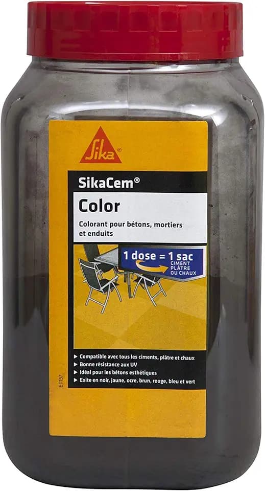 SikaCem Color, Colorant en poudre pour Ciment, Chaux et Plâtre, 700G, Noir