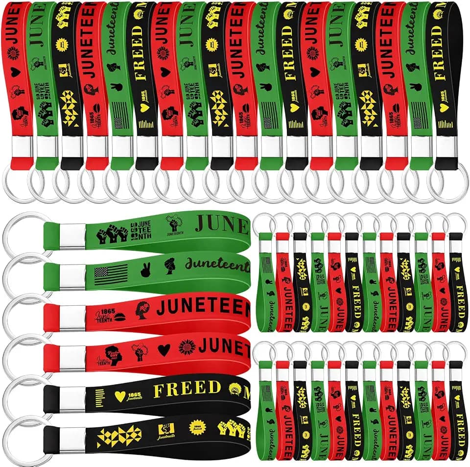 Misdary Happy Juneteenth Day Party Favor Silicone Keychain Bulk African American Silicone Keychain Gift Juneteenth Decor