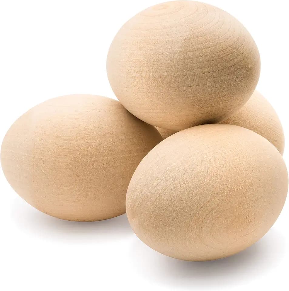 Fake Eggs to Paint, Pack of 10 Smooth Standable Wooden Eggs for Crafts, 3-1/4 Inch Wooden Easter Eggs Decor, Wood Chicken Eggs to Paint & Dye, by Woodpeckers