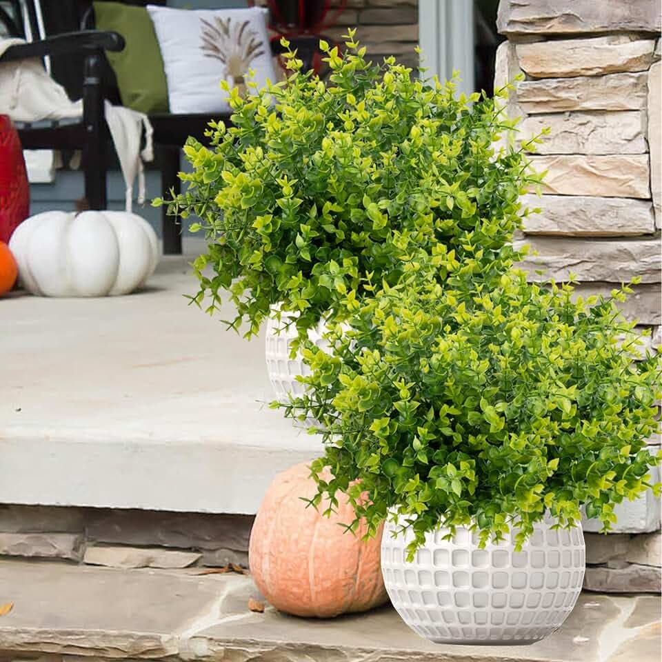 NETAP Outdoor Artificial Flowers UV Resistant, 20 Bundles Fake Realistic Floral Greenery Plants for Outside Porch, Window Boxes, Garden, Yard, Inside Home Table Decor, Green