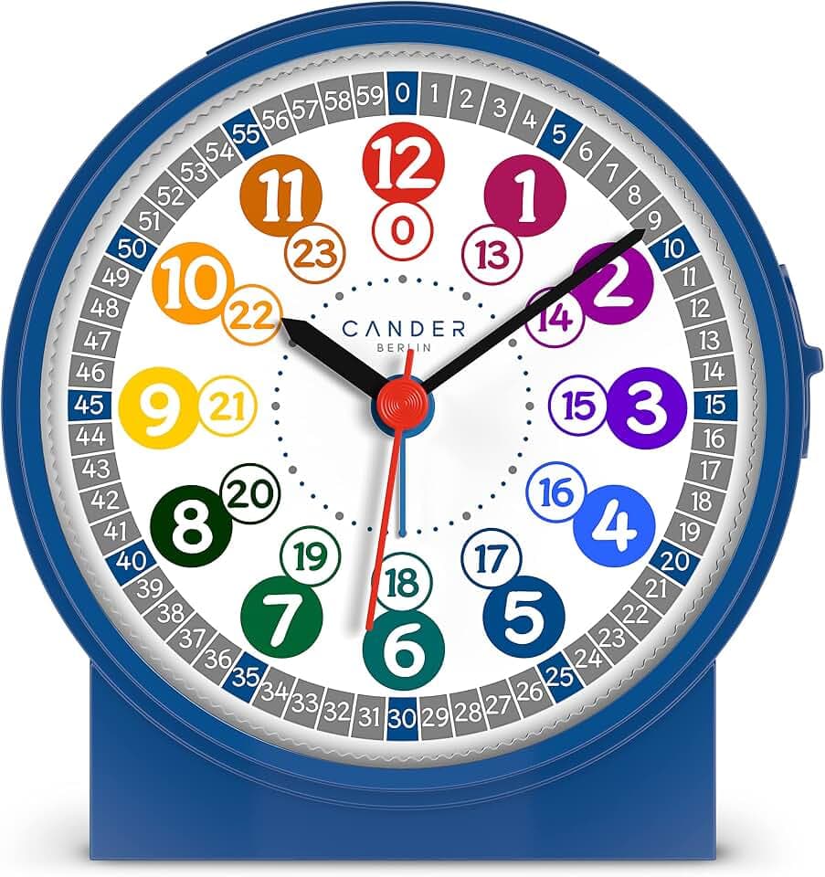Cander Berlin MNU 1009 J Kinderwecker Wecker Kinder lautlos blau geräuschlos Lernuhr Kinderuhr Licht Snooze Tischuhr Beleuchtung geräuscharm Schlummer