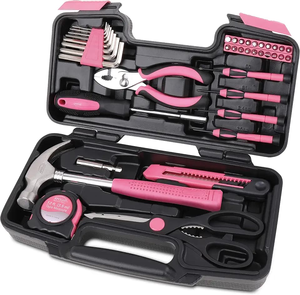 Apollo Tools 39 Piece General Household Tool Set, Pink DT9706P