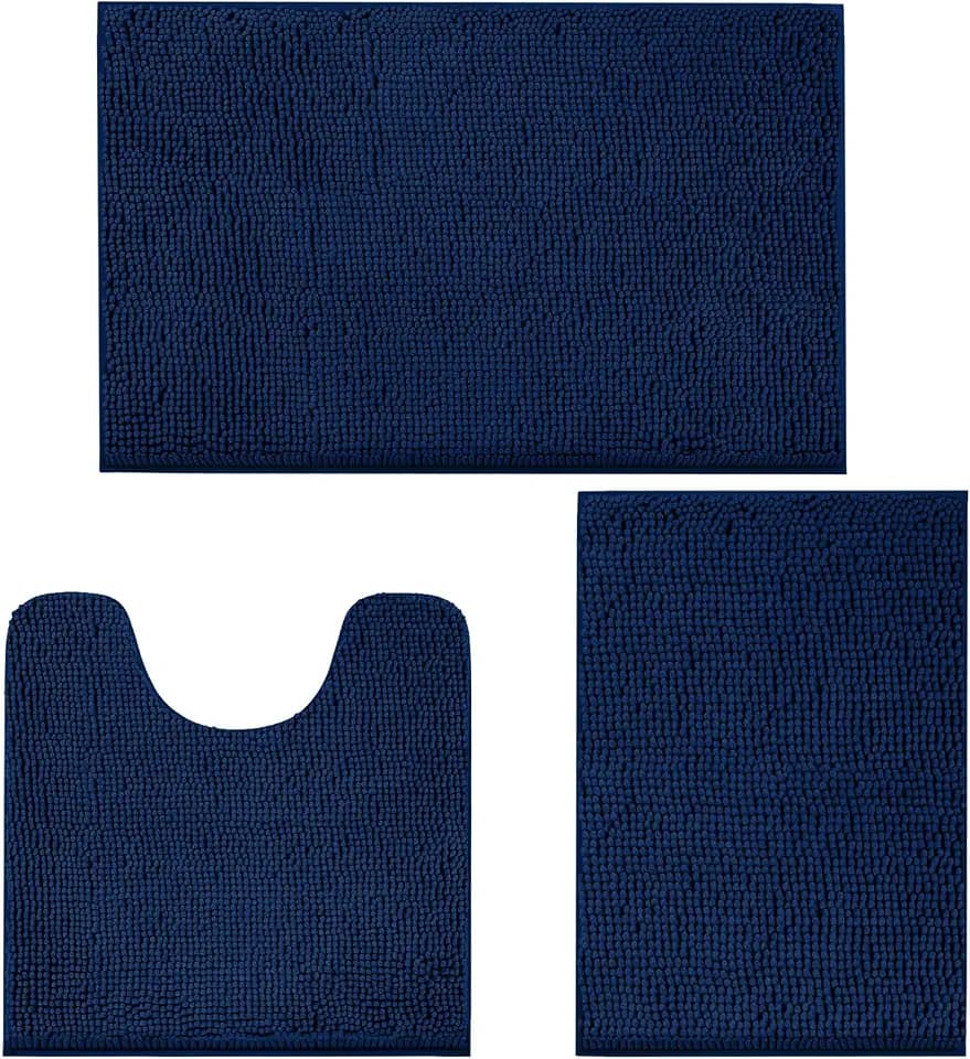 LINLA 3 Pieces Bathroom Rug Set, Absorbent Non Slip Chenille Bath mat