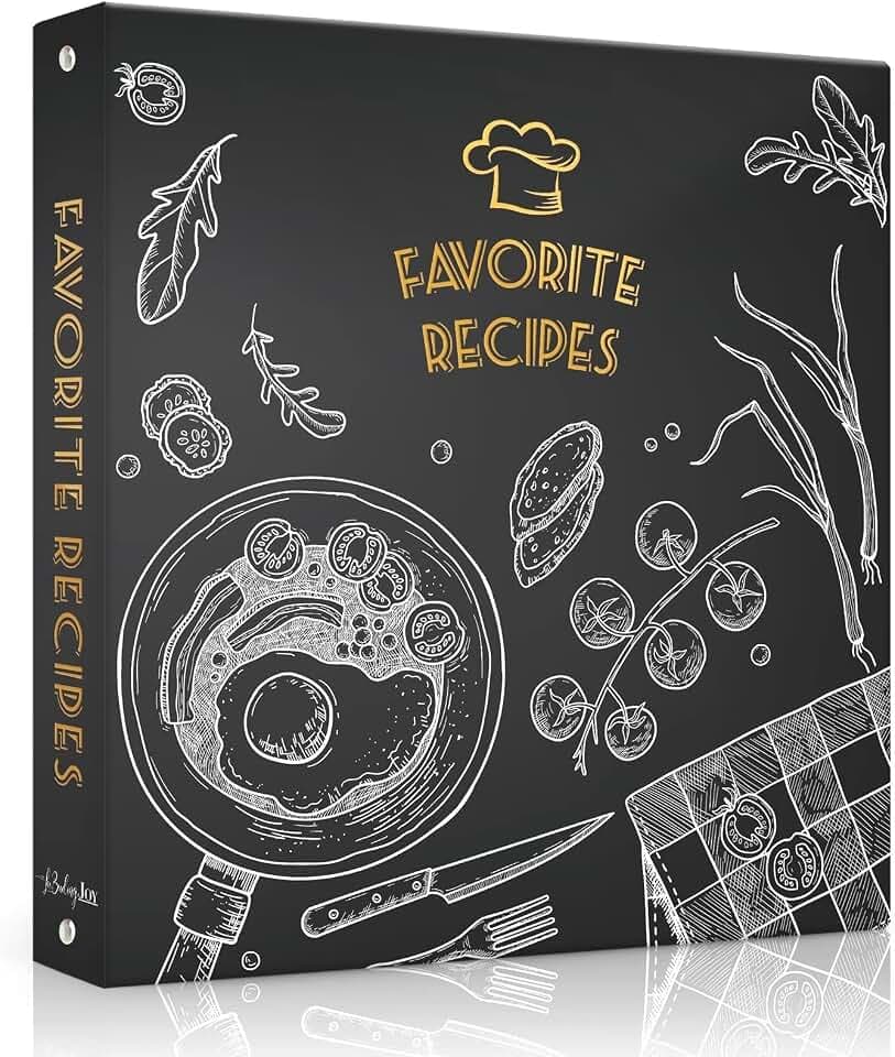 Recipe Binder with Plastic Sleeves, 8.5x11 3 Ring Blank Recipe Book Binder