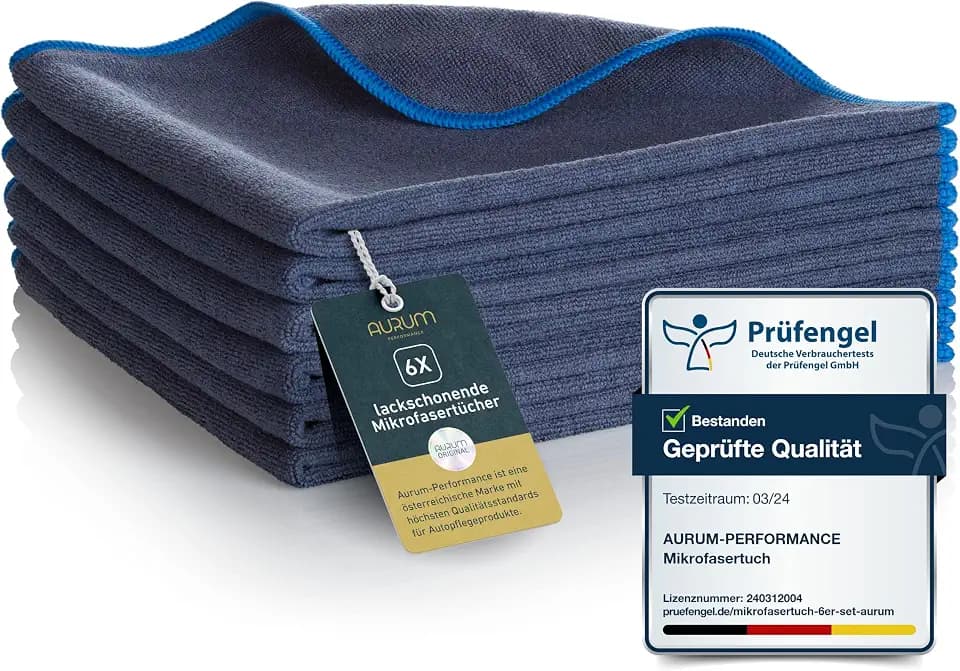 Aurum-Performance® Mikrofasertücher Auto 6er Set extrem saugstark 400 GSM