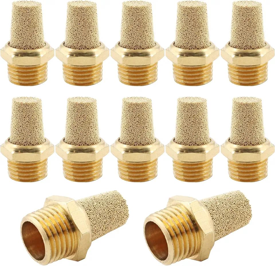 Jiozermi 12 Pcs 1/4 NPT Brass Air Pneumatic Mufflers Silencer