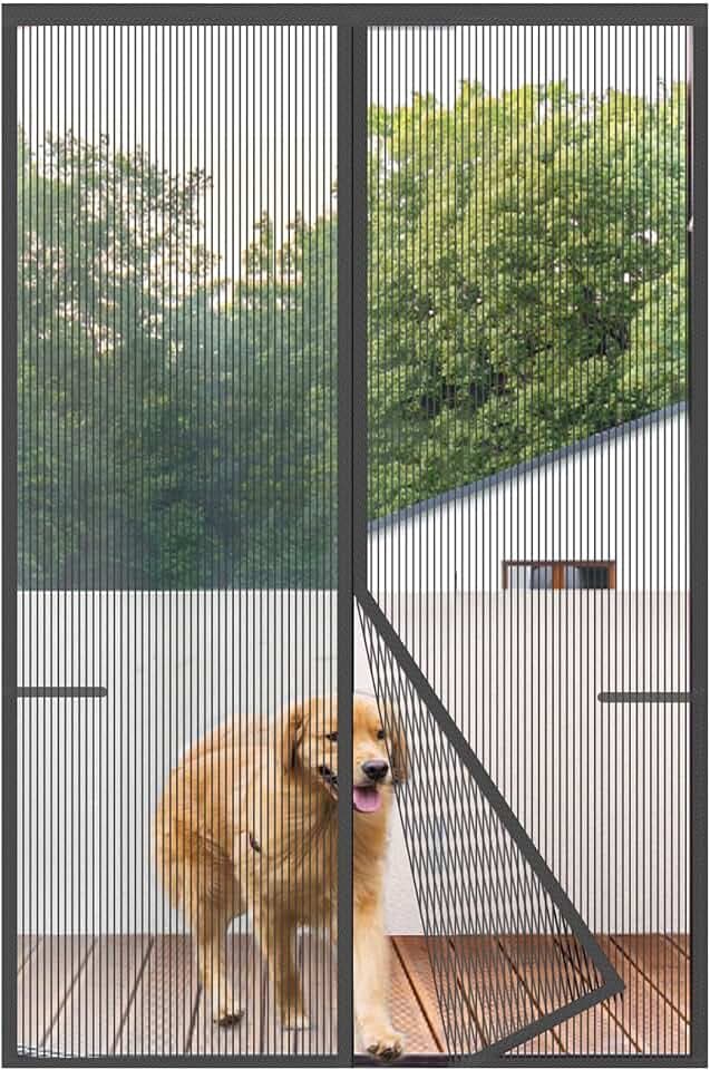 Risareyi Magnetic Screen Door Heavy Duty, 42 x 90 inch, Grey