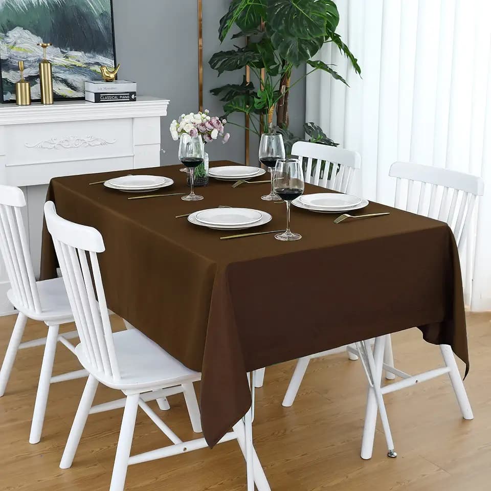 FOLINS&HOME Brown Rectangle Tablecloth, 52 x 70 Inch Waterproof Table Cloth