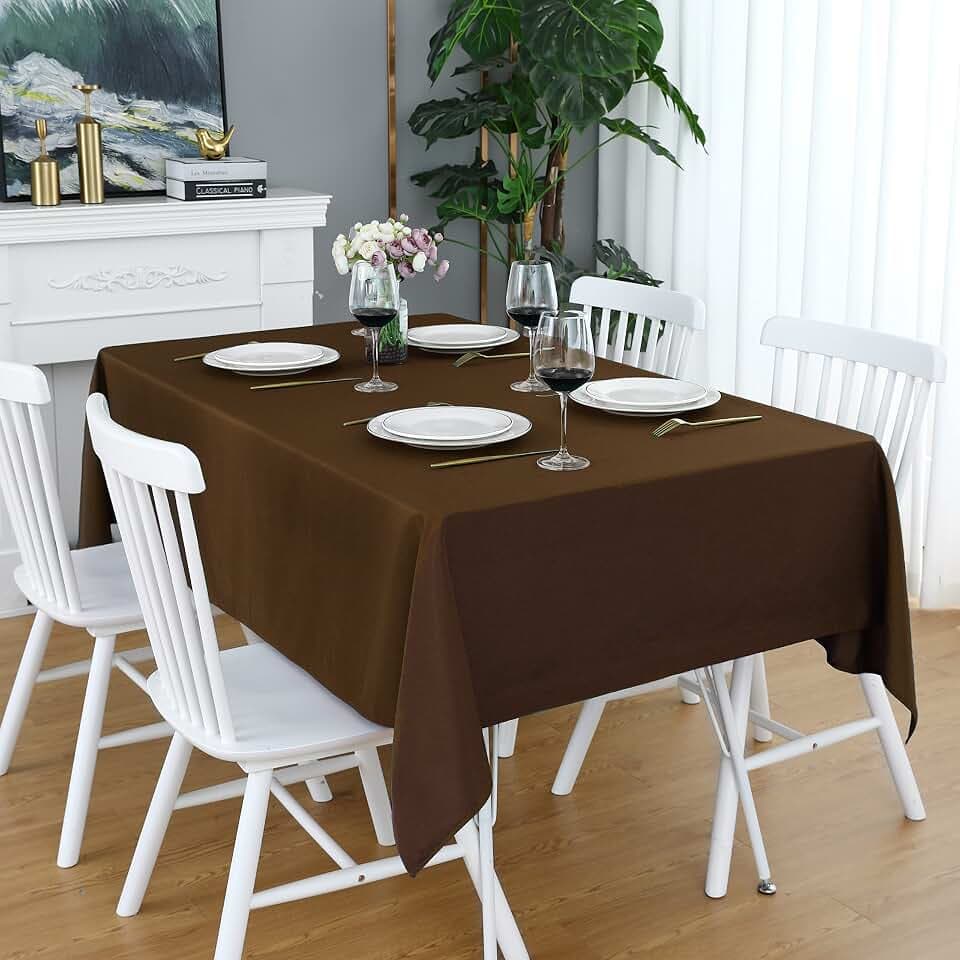 FOLINS&HOME Brown Square Tablecloth, 60 x 60 Inch Waterproof Table Cloth