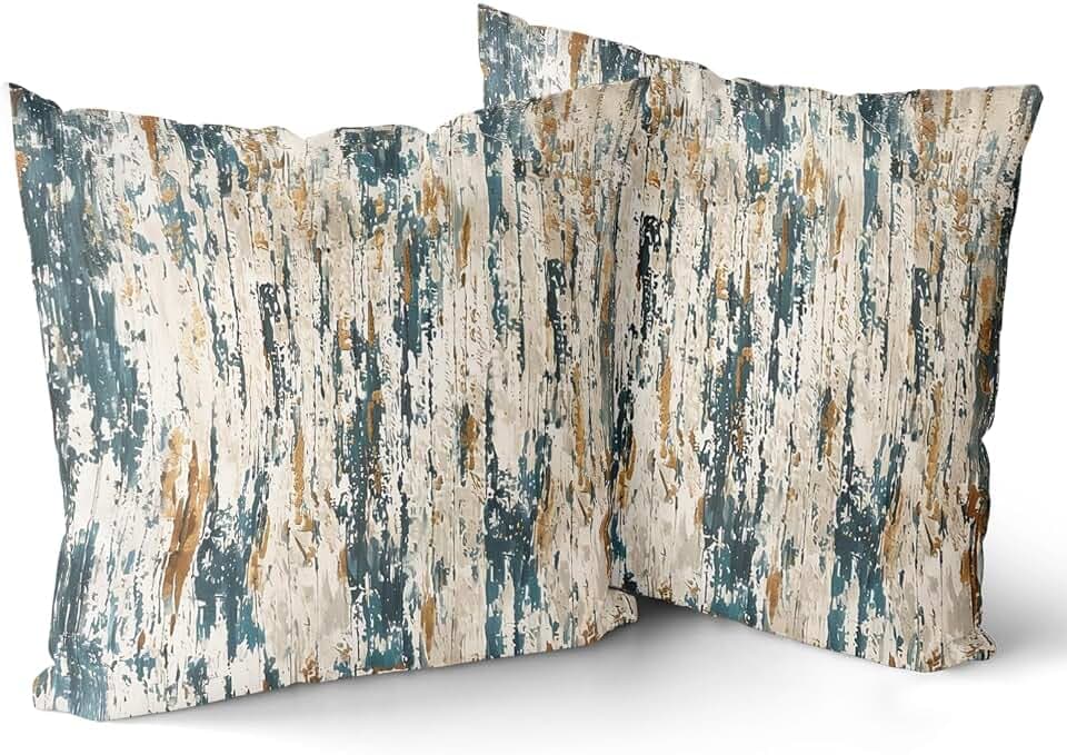 Giwawa Teal Gold Stripes Pillow Covers - Set of 2 Abstract Ink Line Throw Pillow Cover Modern Decorative Cushion Covers Minimalist Pillow Case Home Decor for Sofa Bed Living Room 20 x 20 inch