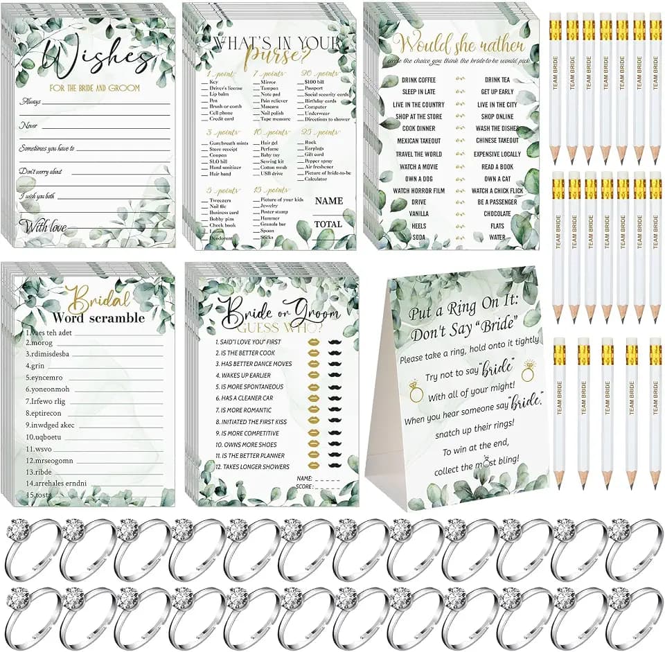Sosation 331 Pcs Bridal Shower Games Supplies for Wedding