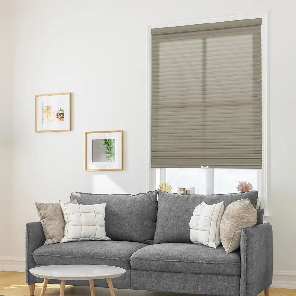 DEZ FURNISHINGS Cordless 1" Signature Light Filtering Cellular Shade, 27.5" W x 42" H, Linen