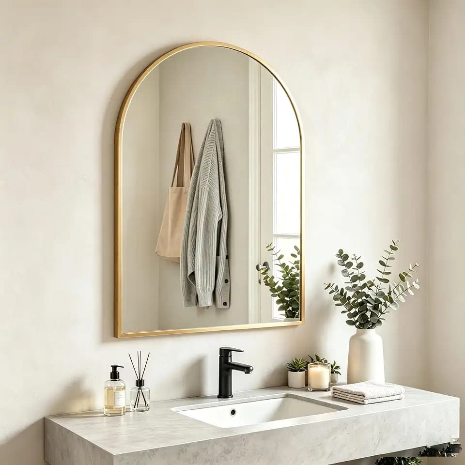 NEWBULIG 26"x38" Wall Mirror, Bathroom Mirrors for Over Sink, Gold