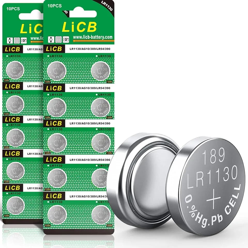 LiCB 20 Stück LR1130 batterien knopfzellen, AG10 l1131 189 1,5V Alkaline Batterie, lr54 knopfzelle 3 Jahre Lagerfähigkeit 100% Voll Garantie