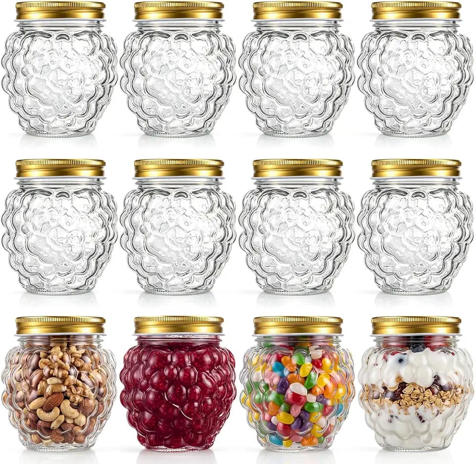 Suclain Canning Jars 13.5 oz Clear Glass Spice Fruit Jars with Airtight Lids for Storing Jams, Jellies, Spices, Honey, and Other Food Products (12 Pcs,Berry)