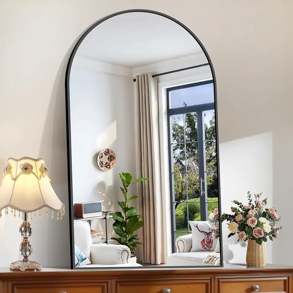CIRCUMI Arched Wall Mirror, 30"x50" Black Arched Mirror for Bathroom